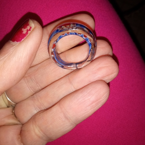 Glass Lamp work Murano style ring sz 6 - Picture 2 of 7